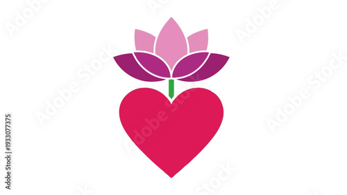 Heart with Lotus Flower Icon: Love, Purity, and Spiritual Growth Symbol