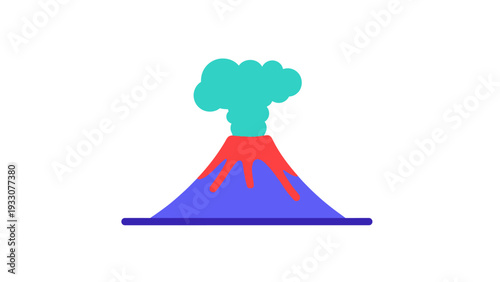 Illustration of a Volcano Erupting with Lava and Smoke