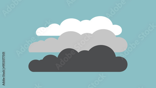 Layered Clouds Illustration: White, Gray, and Dark Stormy Over Blue Sky
