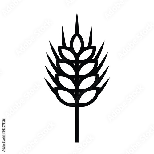 Elegant black and white wheat sheaf design symbolizing abundance and prosperity with intricate grain details against a clean transparent background for branding and agricultural marketing materials