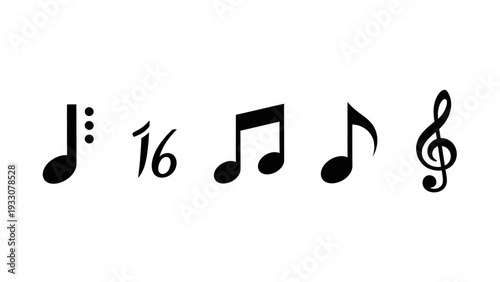 Musical Notes and Symbols on White Background - Music Notation Elements
