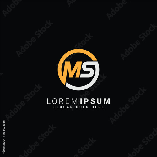 Creative Monogram for Initial Letter MS Logo - Minimal Vector Logo Template for alphabet M and S