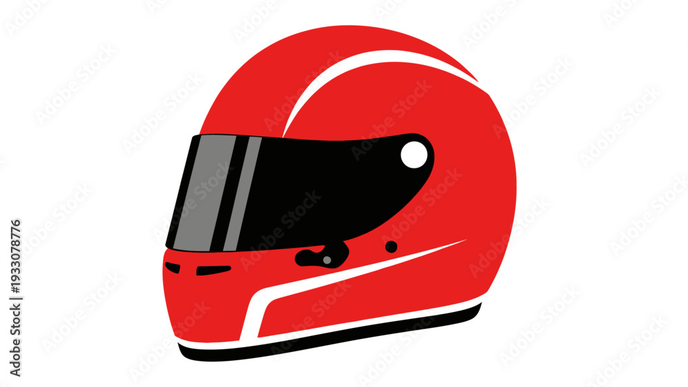 Fototapeta premium Red Racing Helmet Icon, Motorsport Safety Gear, Driver Protection