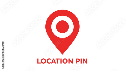 Red Location Pin Icon with Concentric Circles on White Background