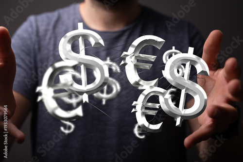 Person holding Dollar and E...