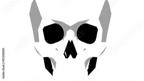 Stylized Skull Graphic with Sharp Angles and Dark Eyes