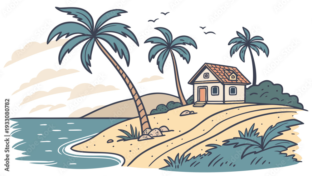 Obraz premium tropical island with palm trees