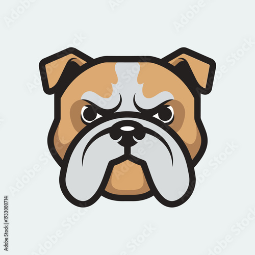 Angry Bulldog Head Mascot Logo, Fierce Dog Face, Aggressive Animal Illustration