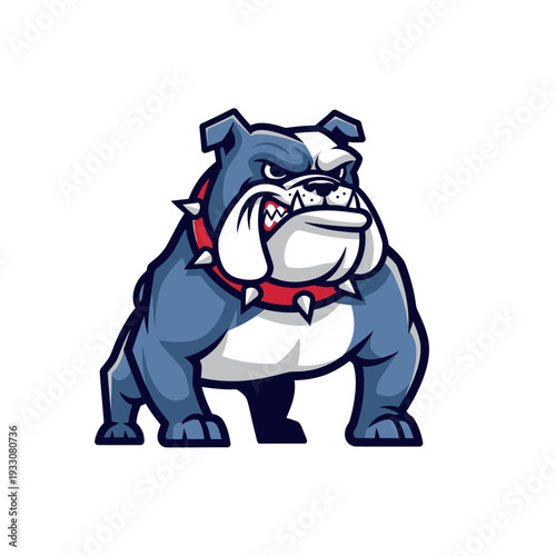 Angry Bulldog Mascot Logo, Fierce Dog with Spiked Collar, Aggressive Animal Illustration
