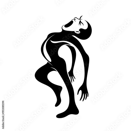 Distressed abstract figure screaming in agony, stylized human form, pain and suffering concept