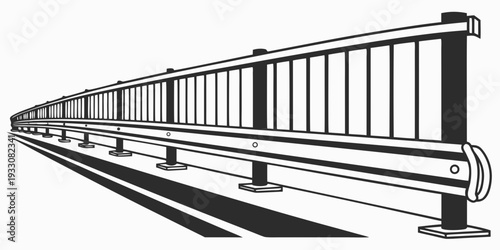 A long, empty train carriage on a railway track, viewed from the side Vector