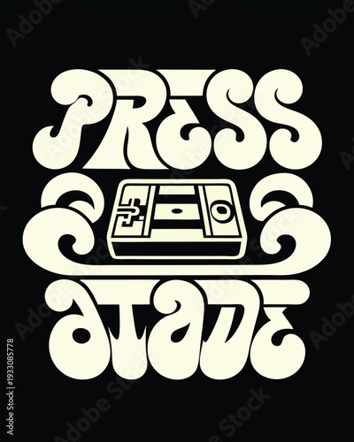Retro Gaming T-shirt Design with Console and Text Press Start