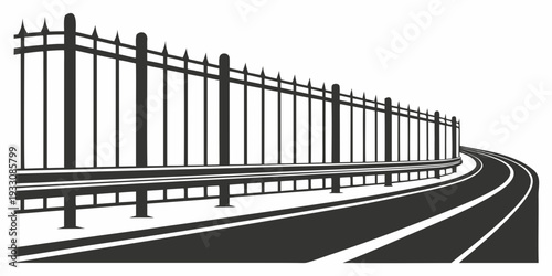 A long train traveling on a curved railway track with a blurred background. Vector
