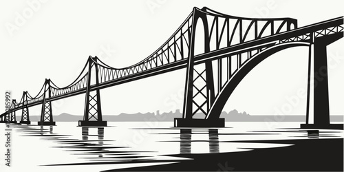 The iconic golden gate bridge spans across the calm waters of san francisco bay Vector