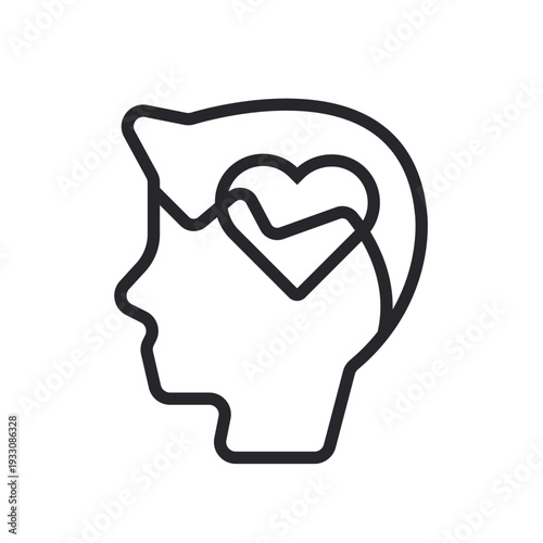 mental health icons outline and Flat Style,transparent background