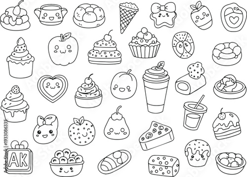 seamless background with sweets doodles