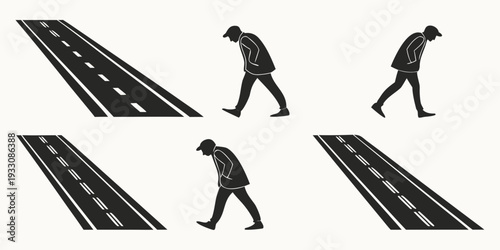 A sequence of images showing a person walking on a treadmill with varying inclines Vector