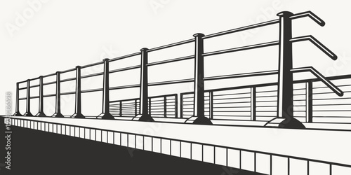 A detailed architectural drawing of a modern building with intricate structural details Vector