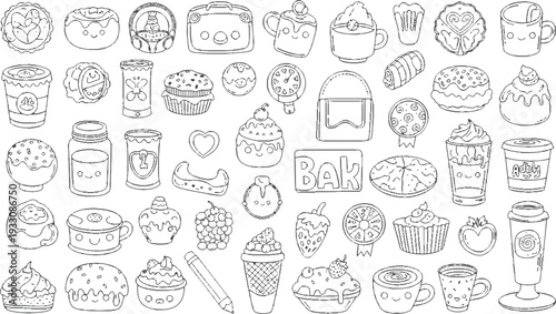 hand drawn vector set of christmas icons doodle 