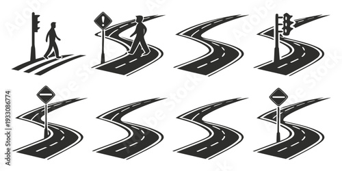 A sequence of images showing different yoga poses for flexibility and strength. Vector