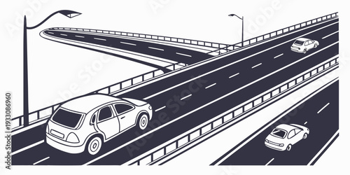 A vintage train traveling through a scenic landscape with mountains in the background. Vector