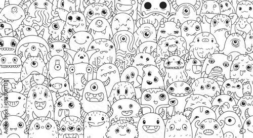seamless pattern with funny monsters