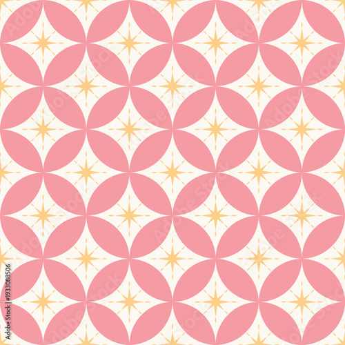 Seamless retro mid century modern geometric floral pattern