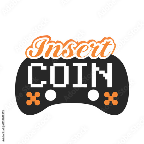 Retro Gaming T-Shirt Design Featuring Insert Coin Text