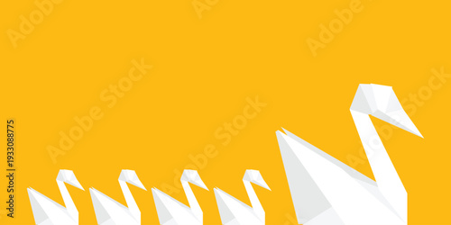 Background paper folding swan. Japanese origami duck