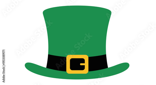 Green Leprechaun Hat with Golden Buckle Illustration.