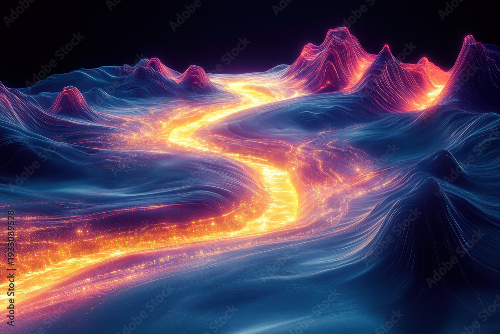 Fototapeta premium Mountain scene displayed on computer screen.