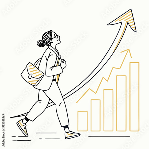 abstract financial chart sideways line graph and candlestick on white background