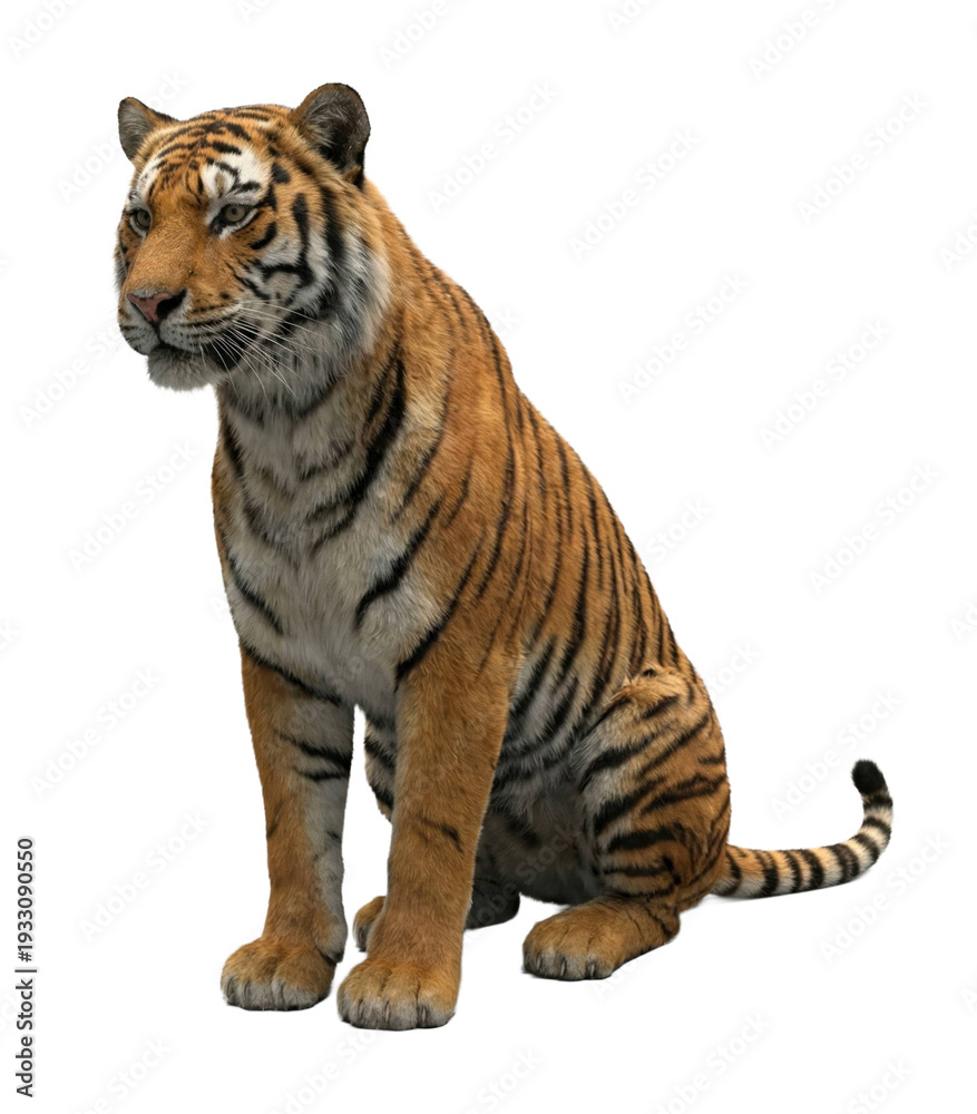 Obraz premium Majestic tiger sitting wild habitat animal photography natural setting isolated on transparent background