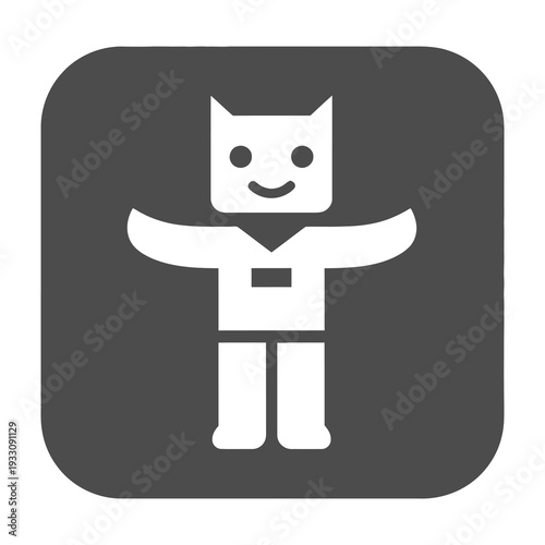 Cartoon character welcomes visitors in minimalist office style