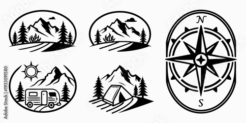 A collection of various compasses and navigation tools from different eras Vector