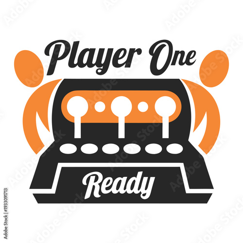 Retro Arcade Gaming T-Shirt Design Featuring Two Players Ready to Game