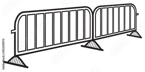 A pair of metal barricades standing side by side on a flat surface Vector