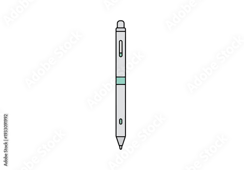 Modern Sleek Metallic Ballpoint Pen Design With Teal Accent For Writing And Office Tasks