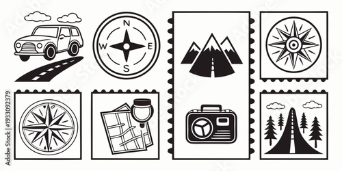 A collection of diverse images depicting various objects and scenes Vector