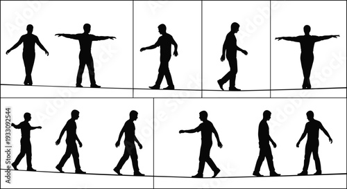 Skydiver parachute silhouette collection, extreme sports jumping and skydiving set, professional paragliding and aerial flight icons isolated on white background.