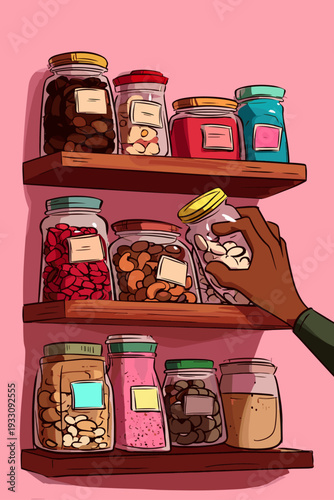 Minimalist Pantry with Clear Storage Containers