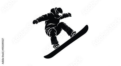 snowboarder jumping on a snowboard