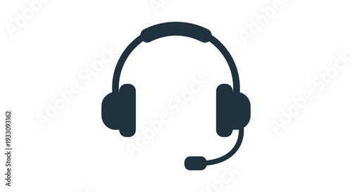 Black Headset with Microphone Illustration.
