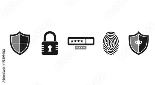 Security Icons Featuring Shield and Lock.