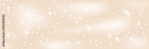 Shimmer beige stars and bokeh lights create a dreamy celebration atmosphere with soft glitter sparkles, ideal for elegant holiday design or premium cosmetic background. Vector festive Christmas bg.