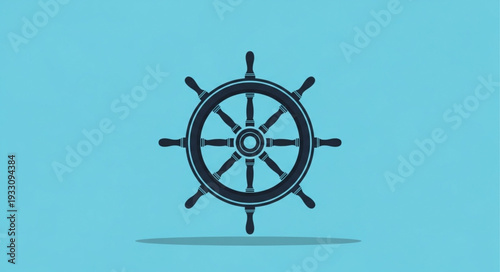 Detailed illustration of a ships steering wheel, a symbol of navigation.