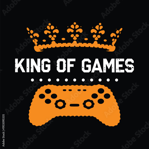 King of Games Graphic with Crown and Controller Illustration
