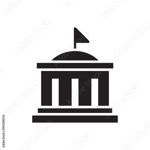 City hall building icon. Simple solid style. Municipal, hall town, embassy, council, government concept. Black silhouette, glyph symbol. Vector illustration isolated