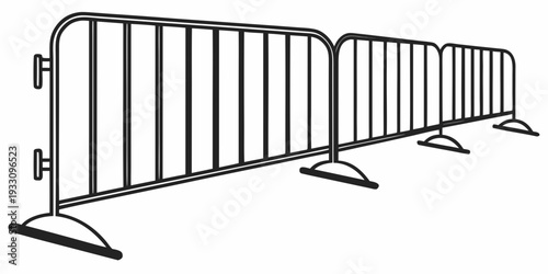 A row of metal barricades used for crowd control and traffic management Vector