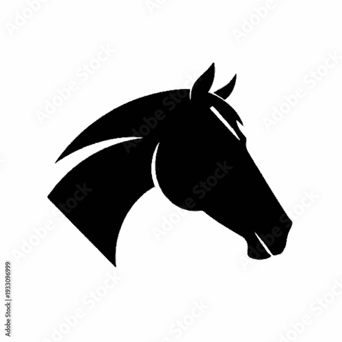 Minimalist horse head logo with flowing mane in elegant black silhouette style, modern vector animal emblem perfect for equestrian branding, sport identity, luxury logo design and premium creative pro